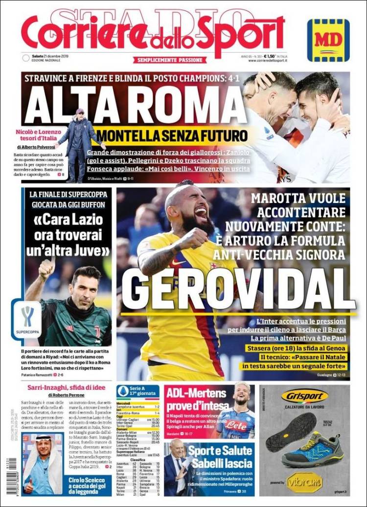 Portada de Corriere dello Sport (Italia)