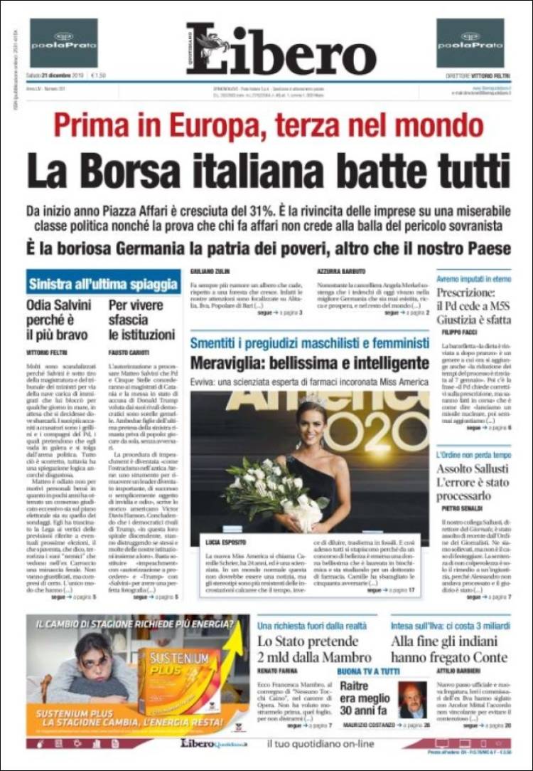 Portada de Libero (Italia)