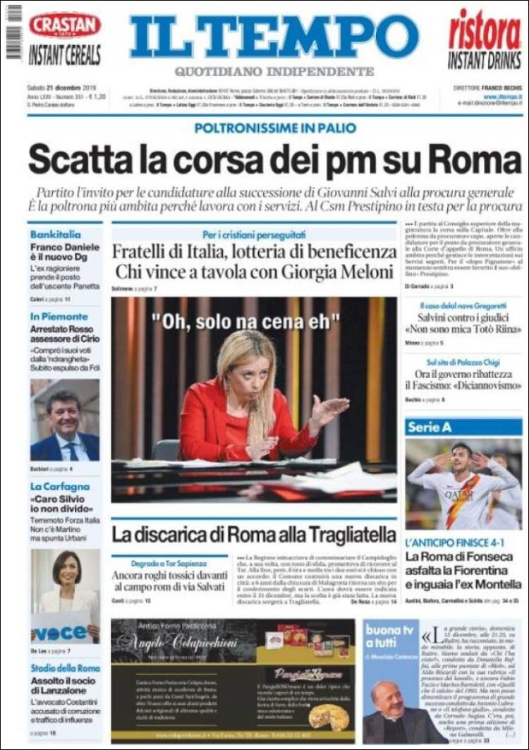 Portada de Il Tempo (Italia)