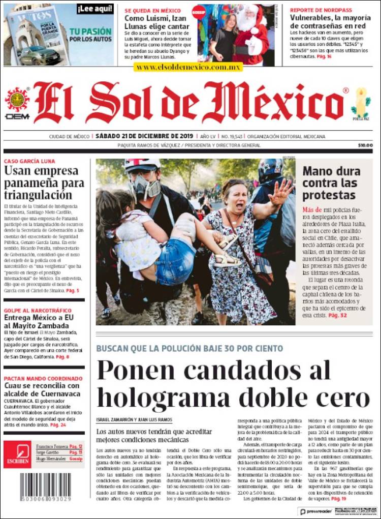 Portada de El Sol de México (Mexico)