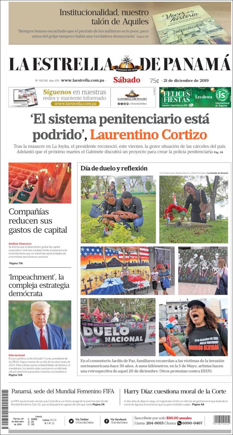 Portada de La Estrella de Panamá (Panam&aacute;)