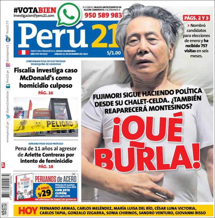 Portada de Perú 21 (Per&uacute;)