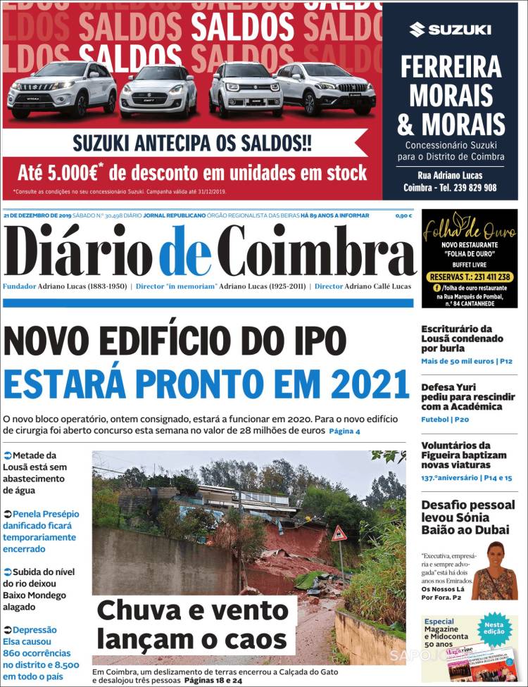 Portada de Diário de Coimbra (Portugal)