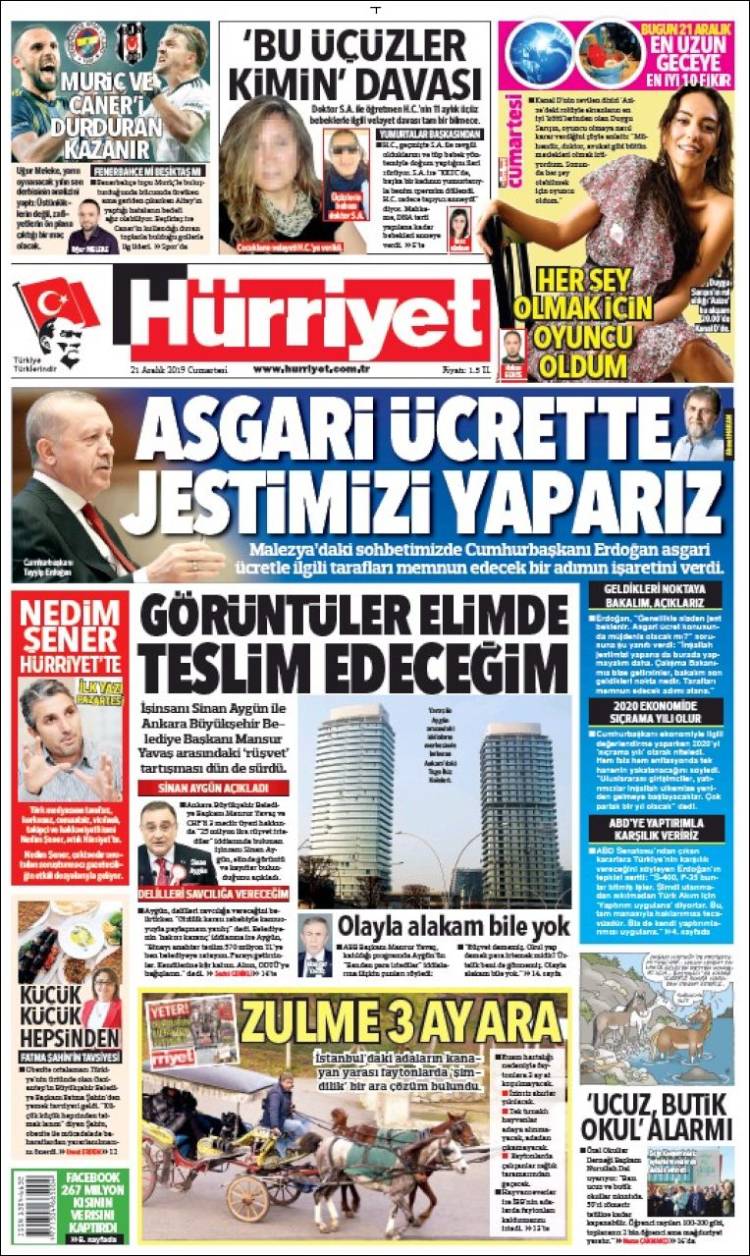 Portada de Hürriyet (Turqu&iacute;a)