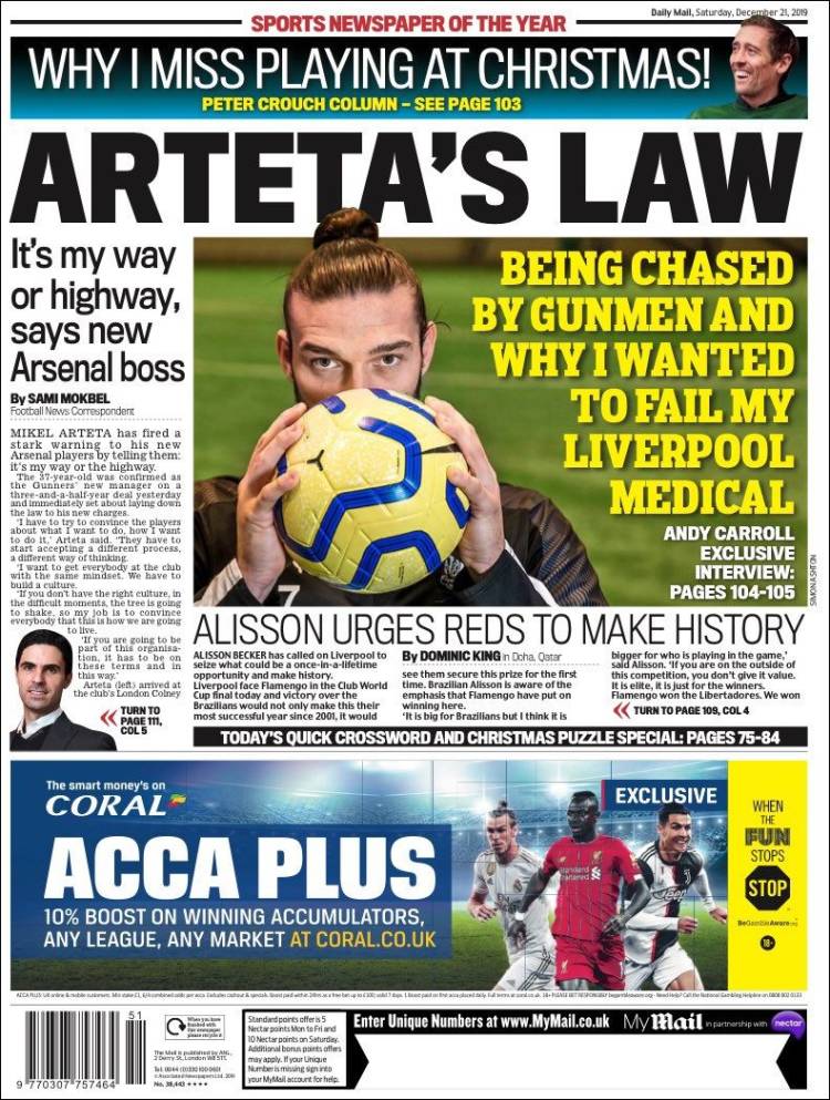 Portada de Daily Mail (Reino Unido)