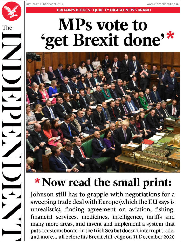 Portada de The Independent (Reino Unido)