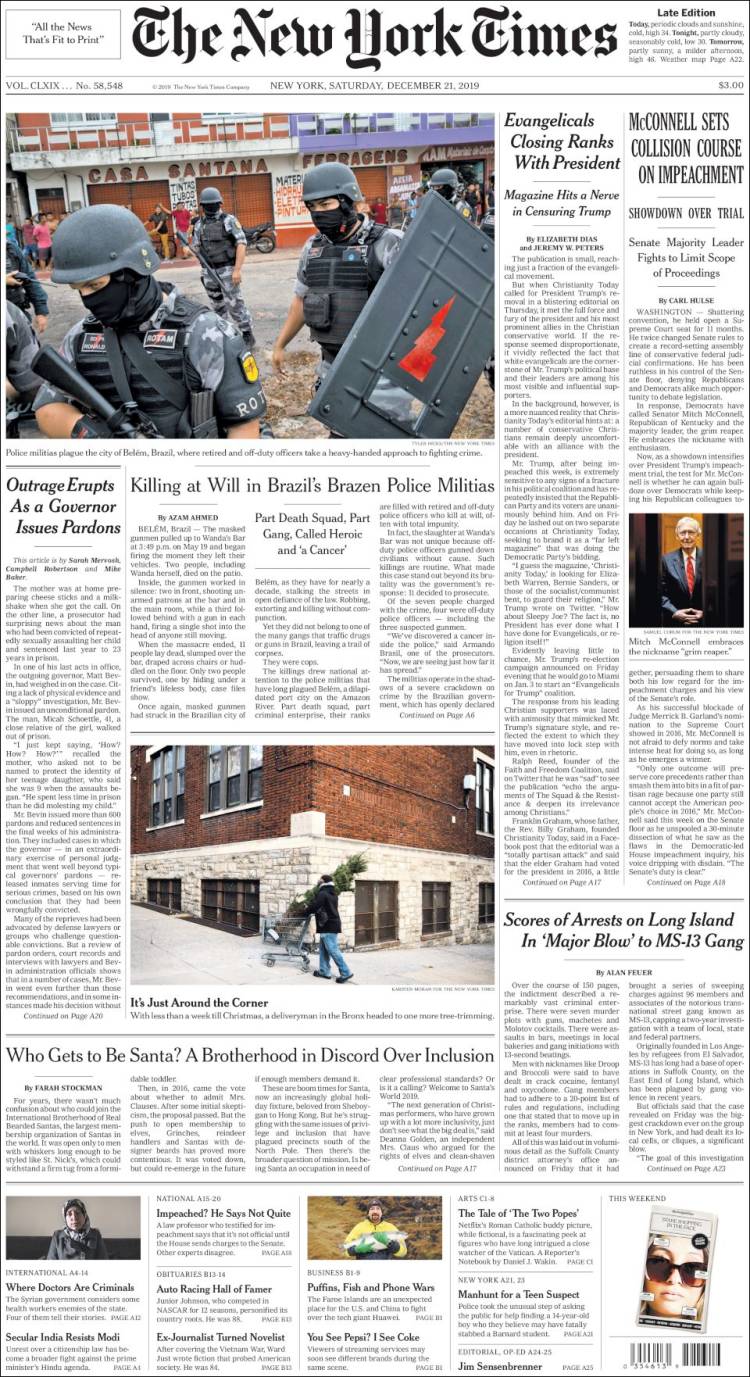 Portada de New York Times (USA)