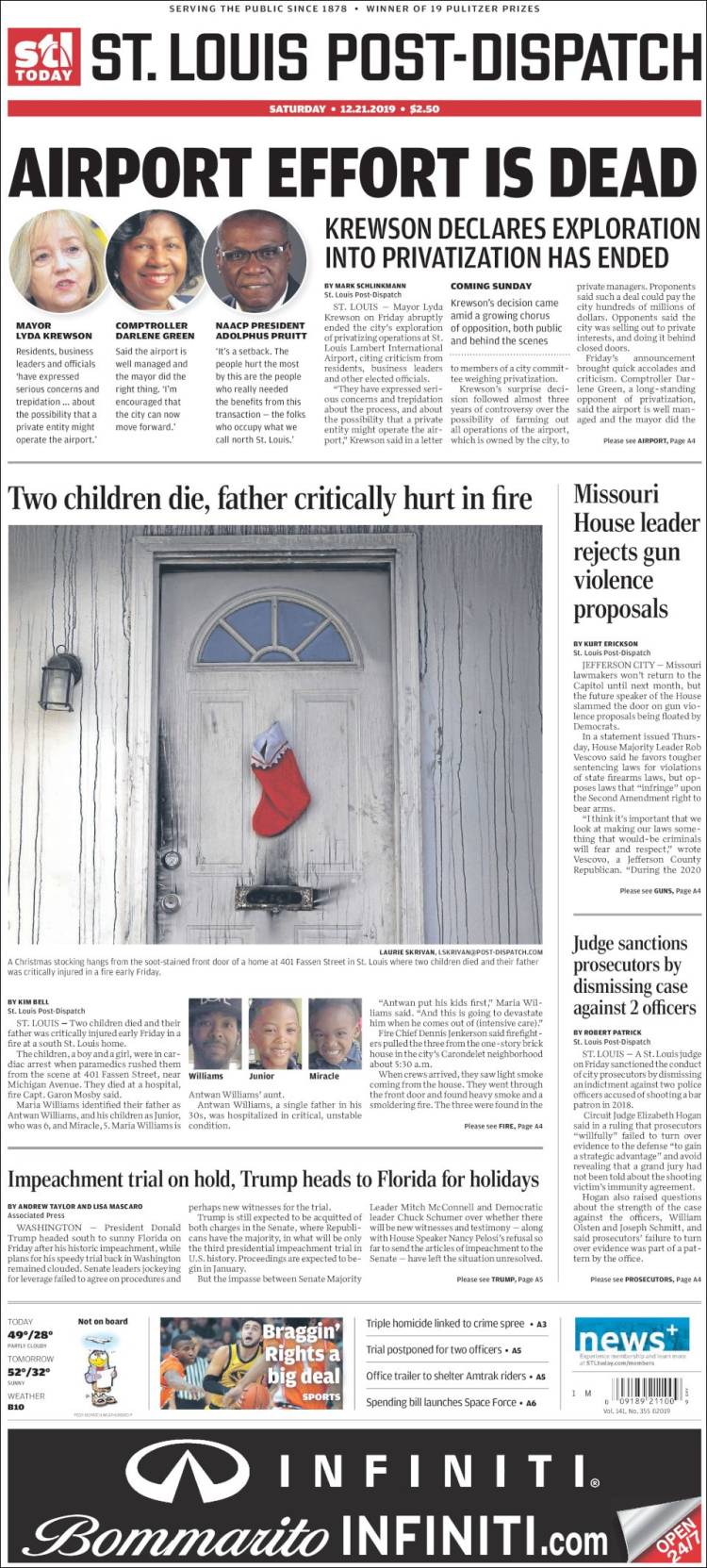 Portada de St. Louis Post-Dispatch (USA)