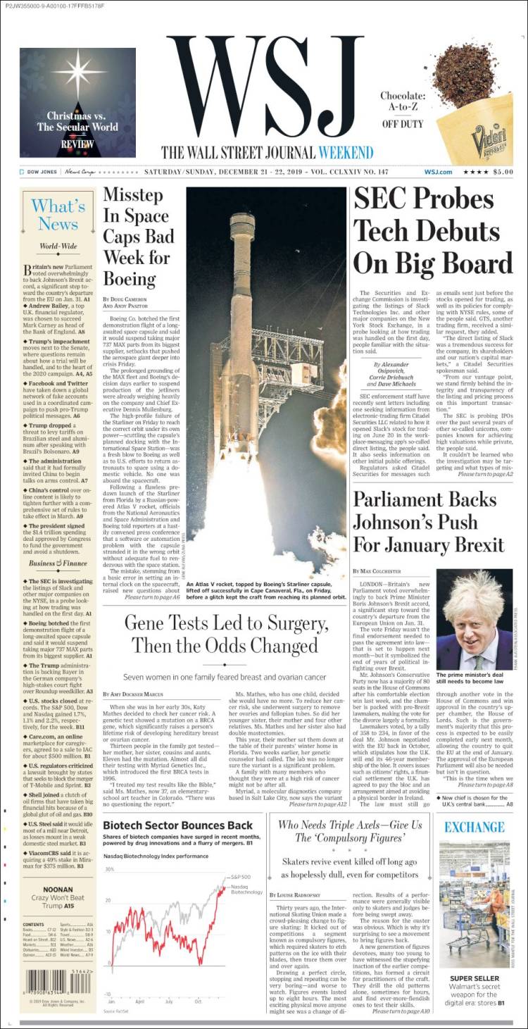 Portada de Wall Street Journal (USA)