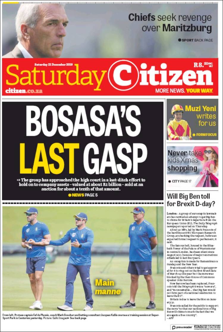 Portada de The Citizen (Sud&aacute;frica)