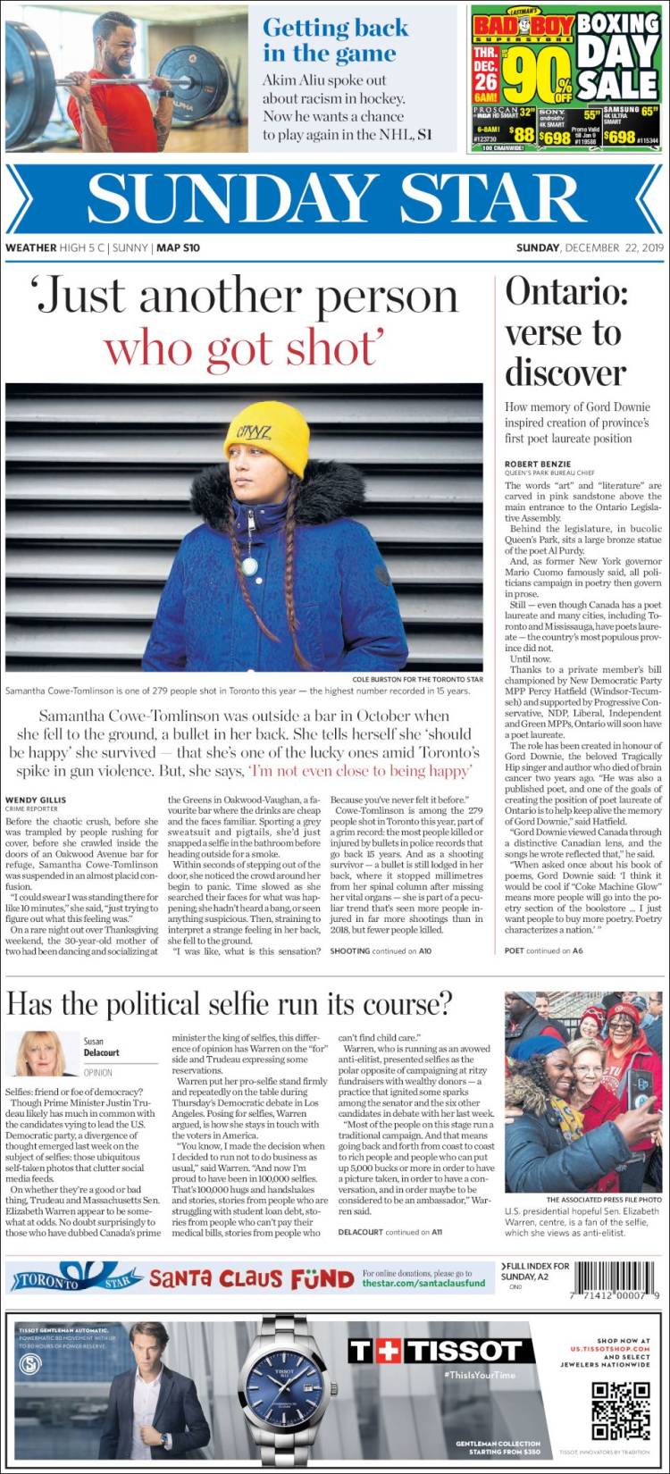 Portada de The Toronto Star (Canada)