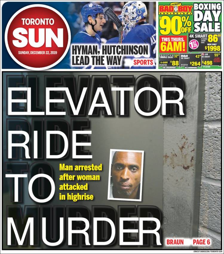 Portada de The Toronto Sun (Canada)