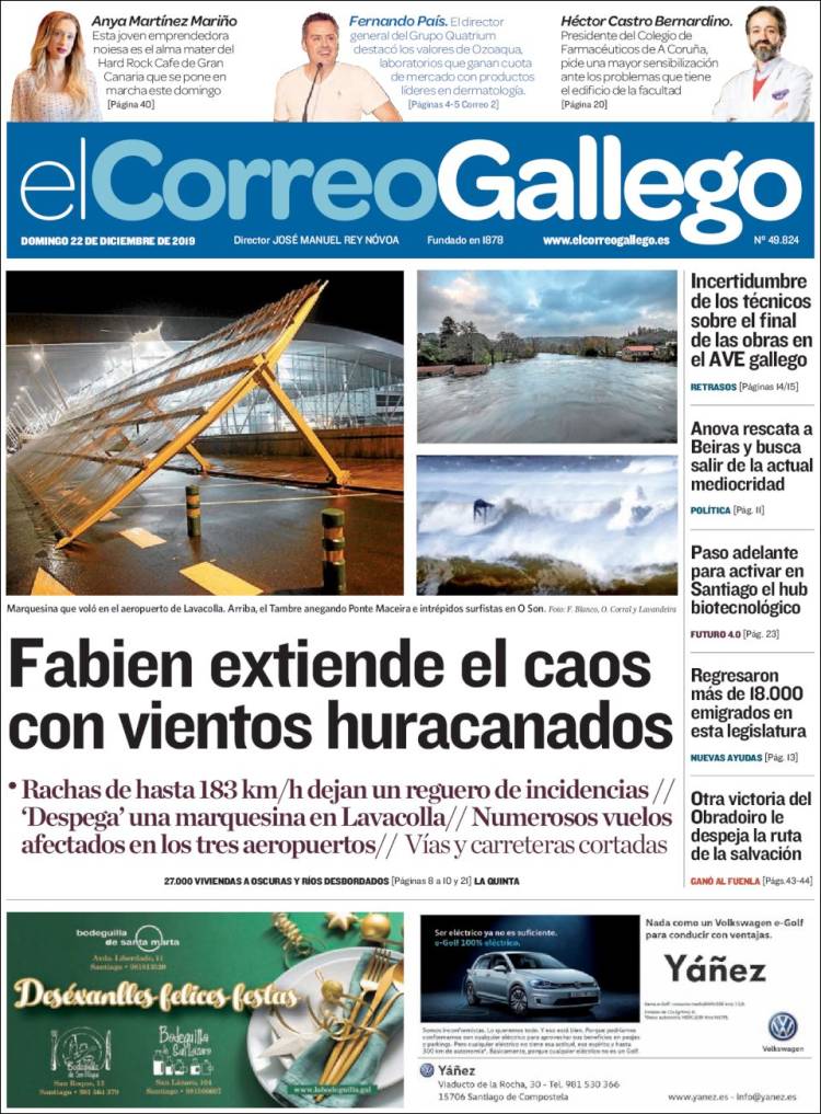 Portada de El Correo Gallego (España)