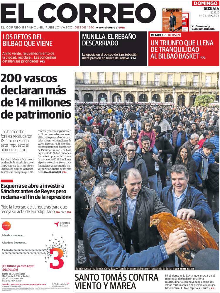 Portada de El Correo (España)