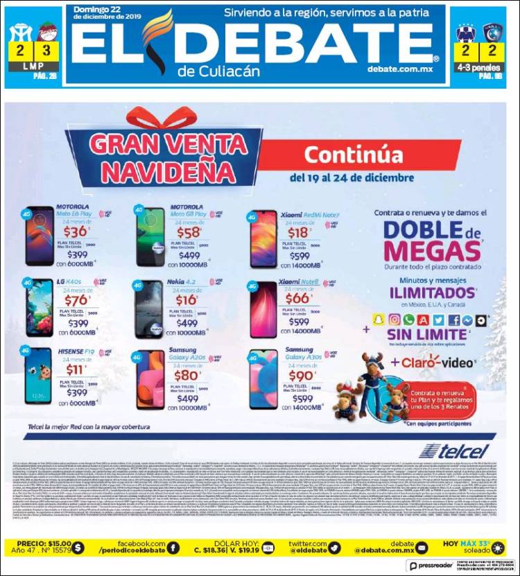 Portada de El Debate de Culiacán (Mexico)