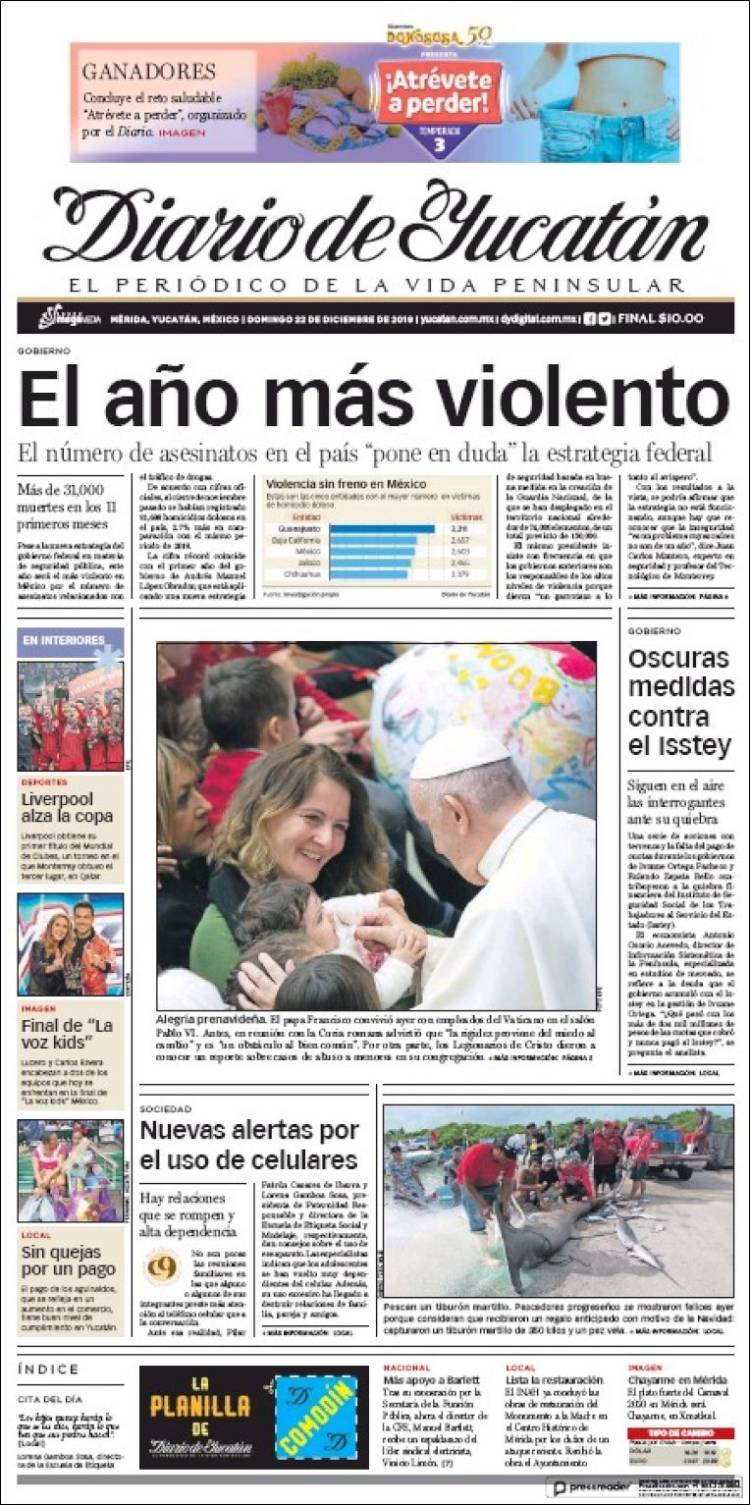 Portada de Diario de Yucatán (Mexico)