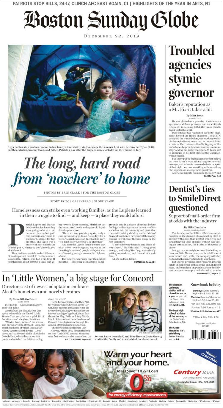 Portada de Boston Globe (USA)