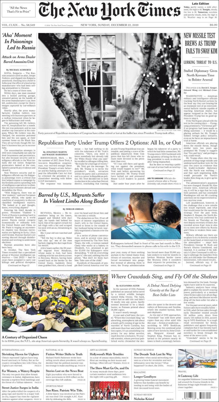 Portada de New York Times (USA)