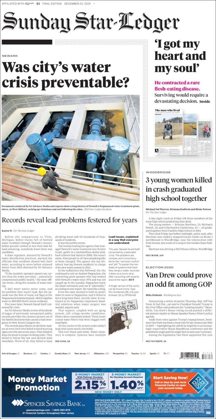 Portada de Star-Ledger (USA)