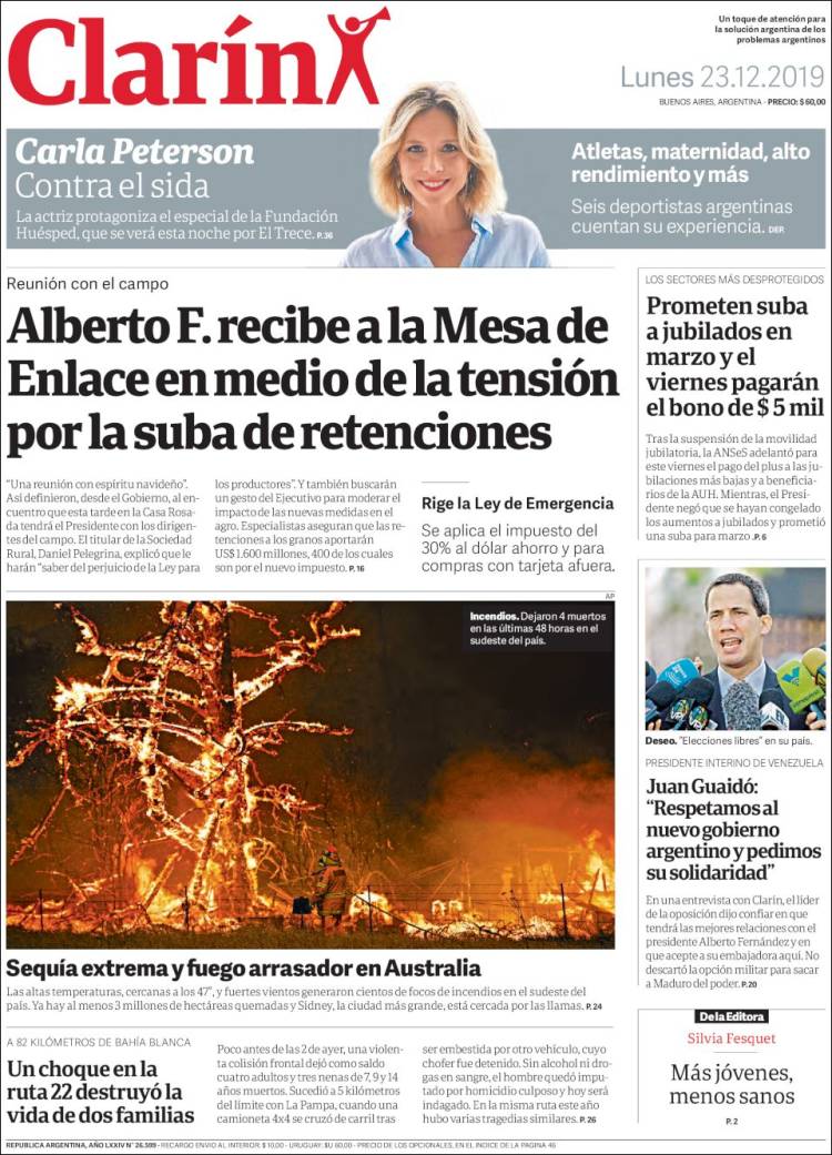 Portada de Clarín (Argentina)