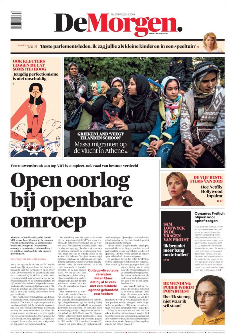 Portada de De Morgen (B&eacute;lgica)