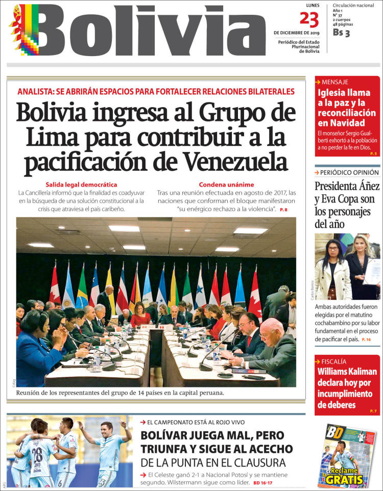 Portada de Cambio (Bolivia)