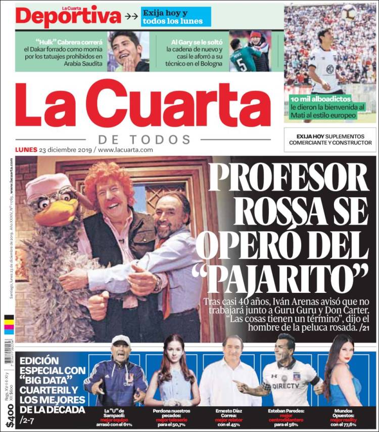 Portada de La Cuarta (Chile)