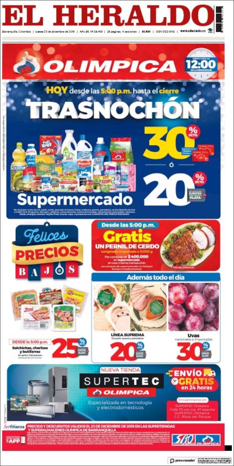 Portada de El Heraldo (Colombia)