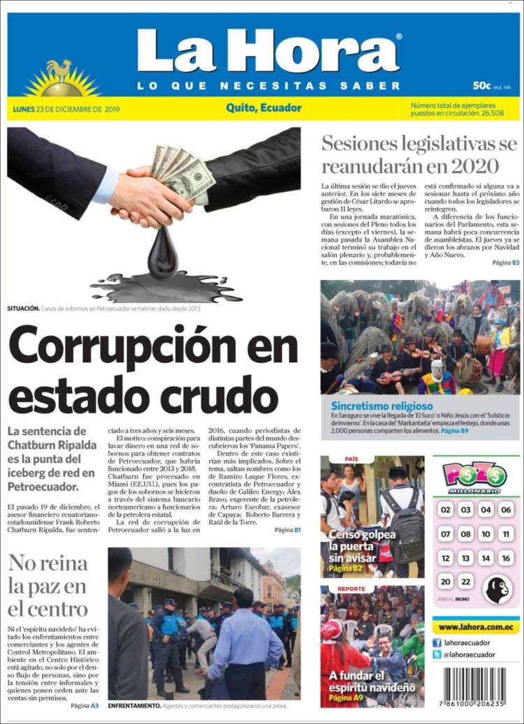 Portada de La Hora - Ecuador (Ecuador)