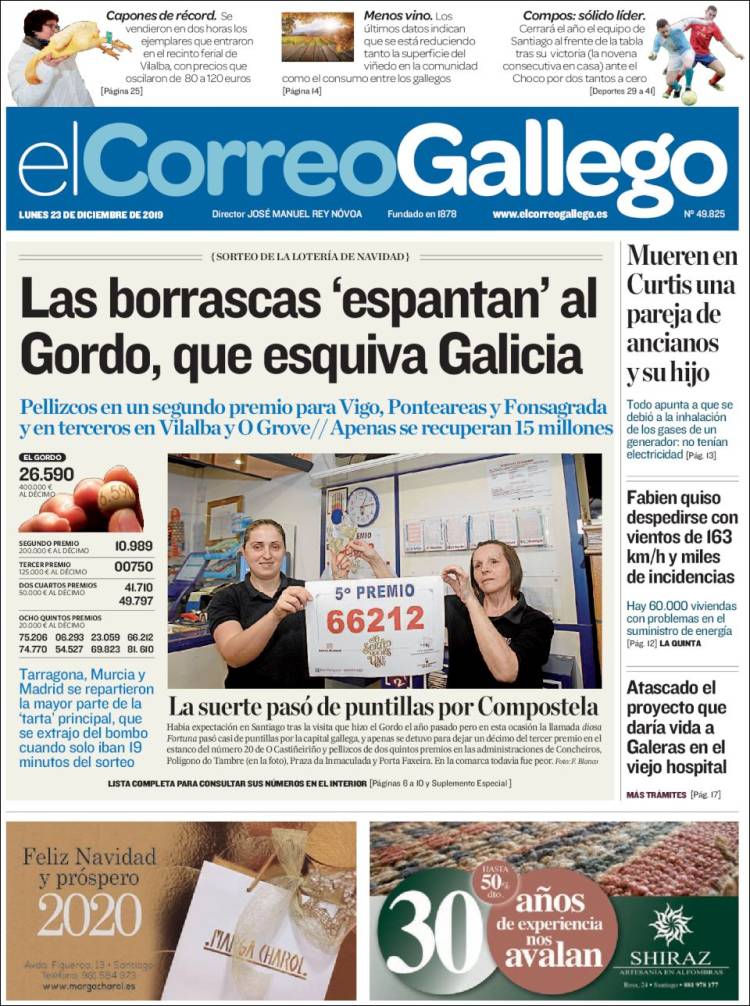 Portada de El Correo Gallego (España)