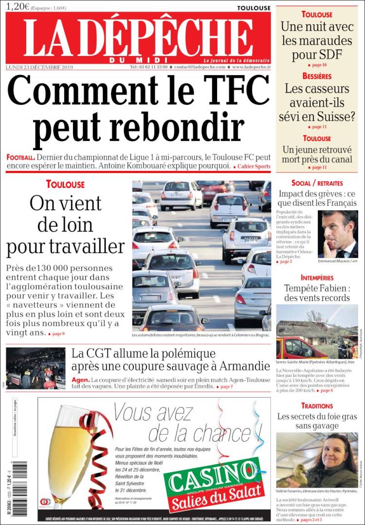 Portada de La Dépêche du Midi (Francia)