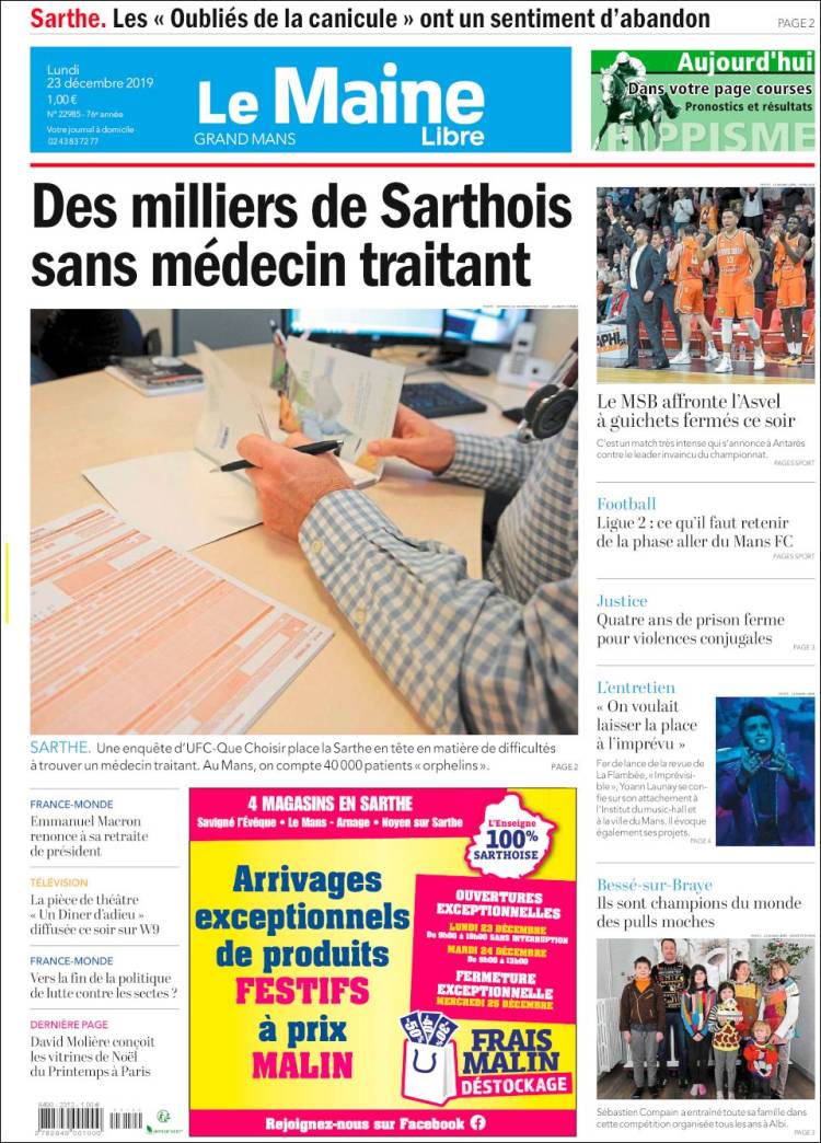 Portada de Le Maine Libre (Francia)