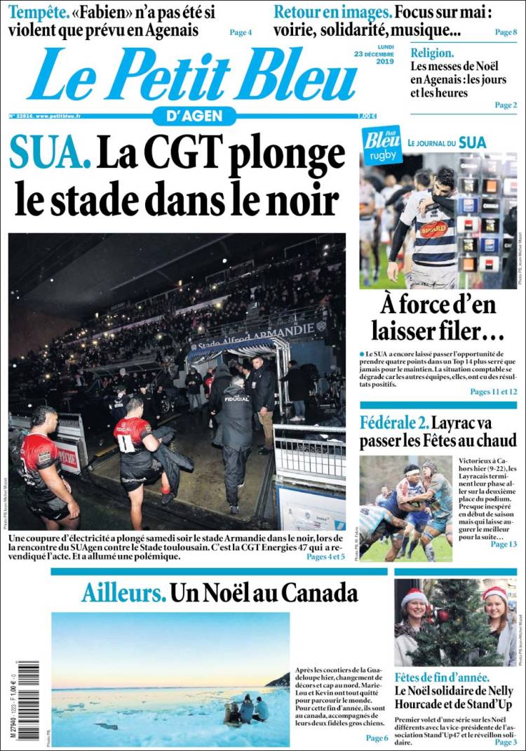 Portada de Le Petit Bleu (Francia)