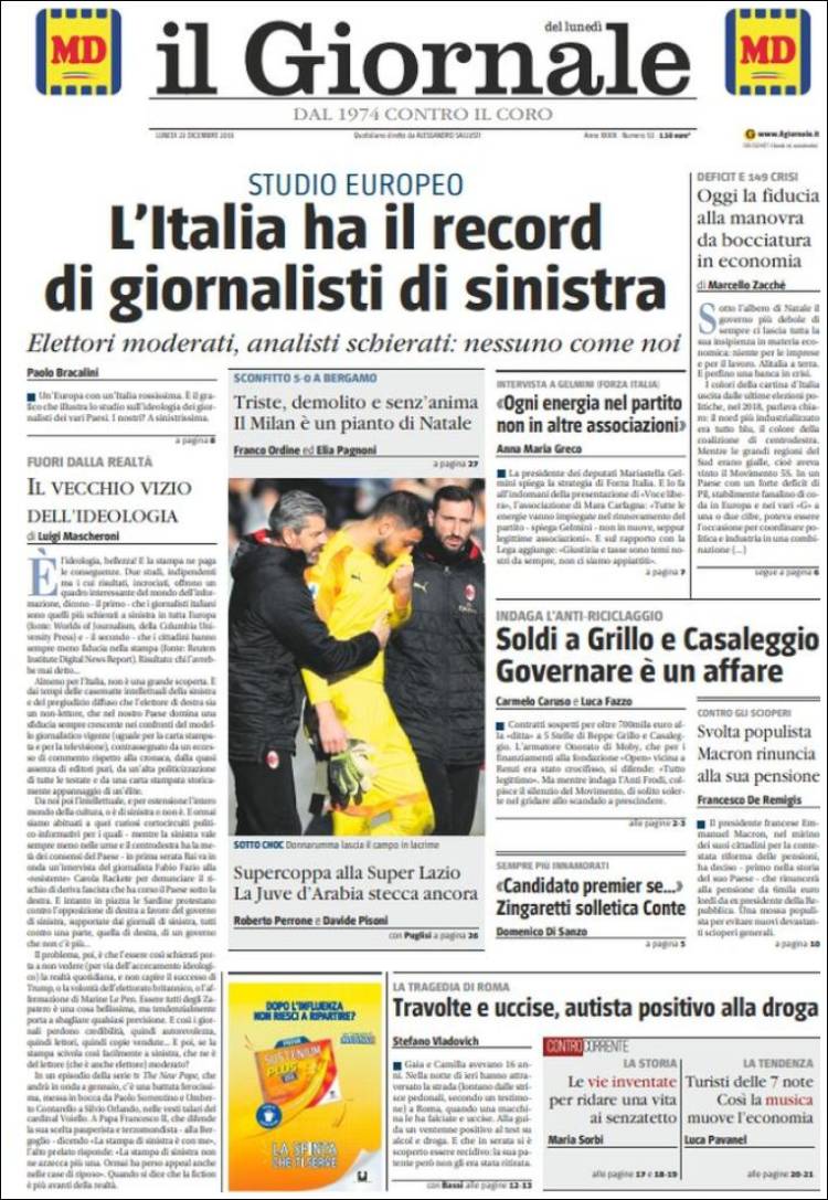 Portada de il Giornale (Italia)