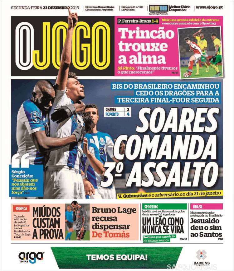 Portada de O Jogo (Portugal)