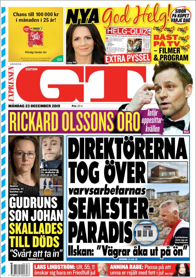 Portada de Göteborgstidningen (Suecia)