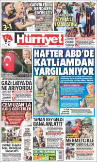 Portada de Hürriyet (Turquía)