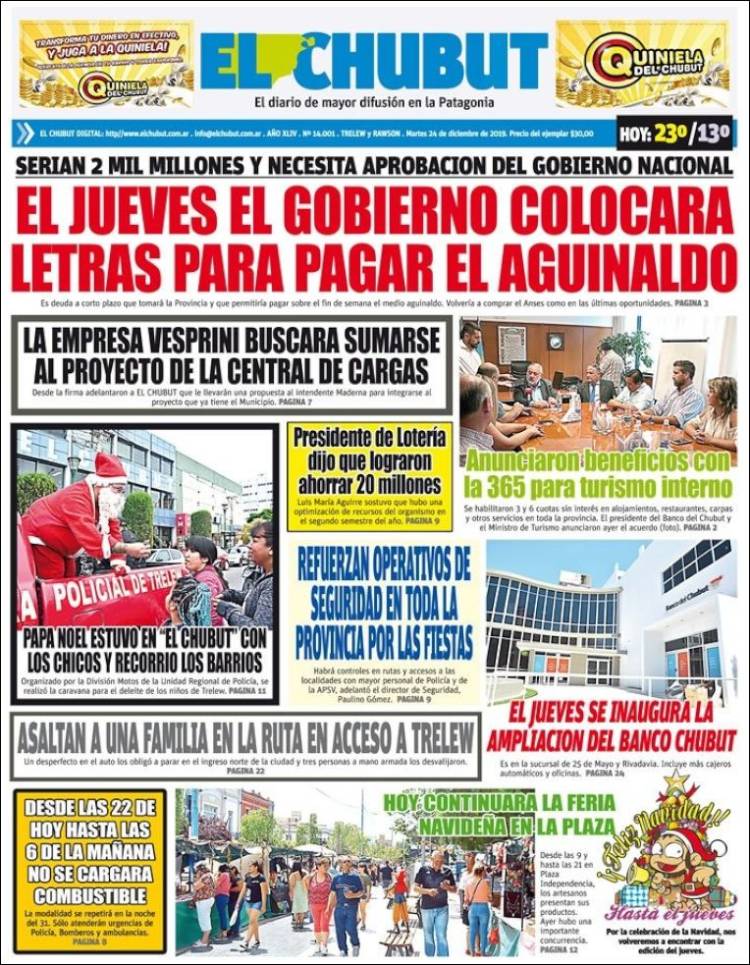 Portada de El Chubut (Argentina)