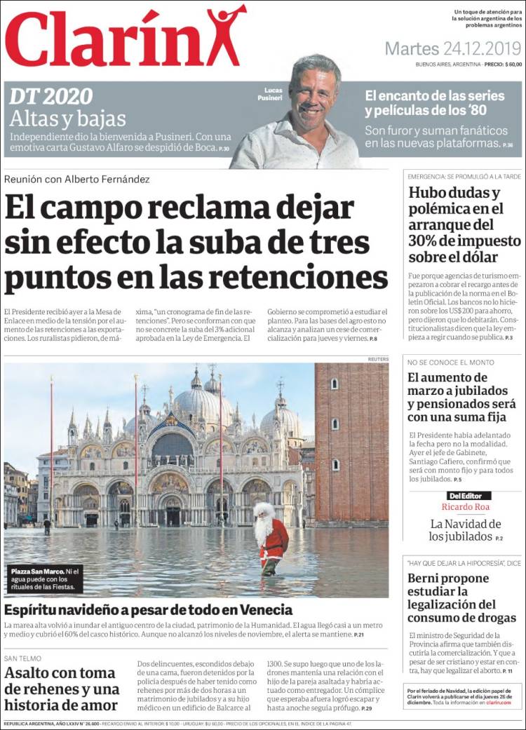 Portada de Clarín (Argentina)
