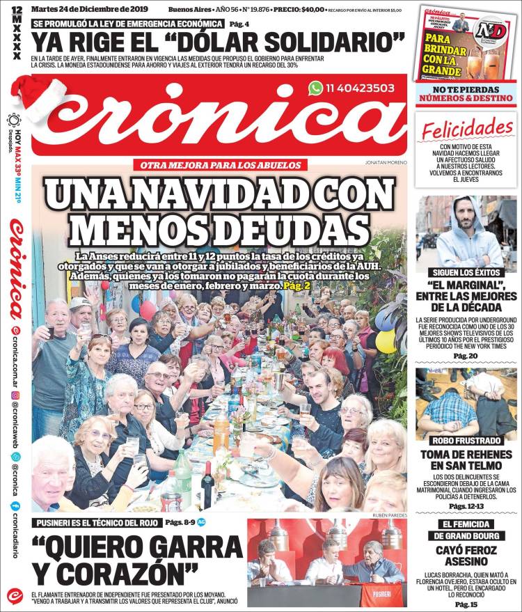 Portada de Crónica (Argentina)
