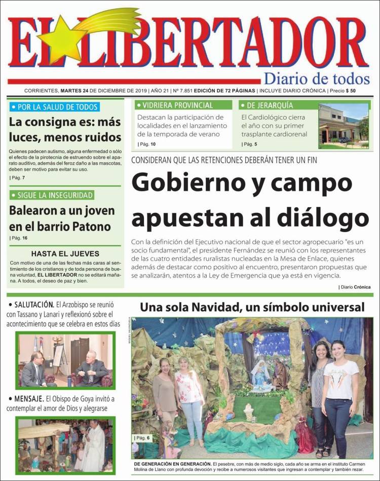 Portada de Diario El Libertador (Argentina)