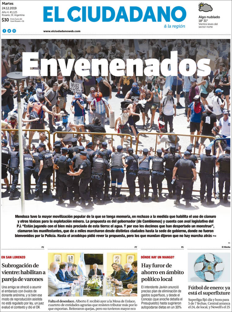 Portada de Diario El Ciudadano (Argentina)