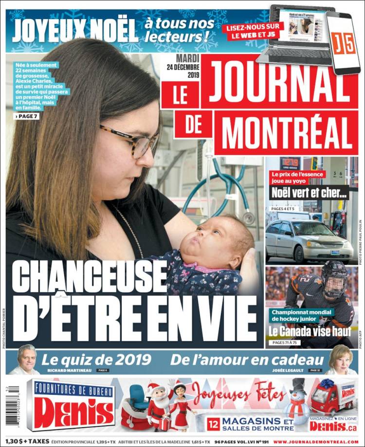 Portada de Le Journal de Montréal (Canadá)