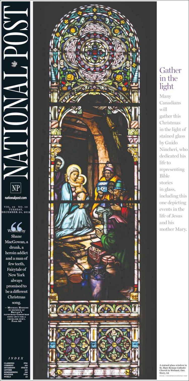 Portada de The National Post (Canadá)