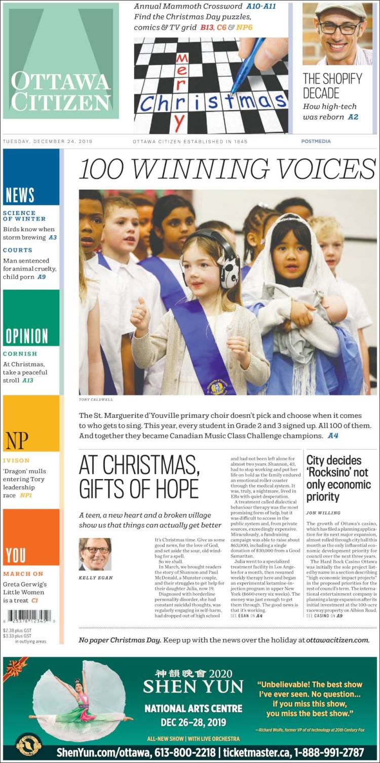 Portada de Ottawa Citizen (Canadá)