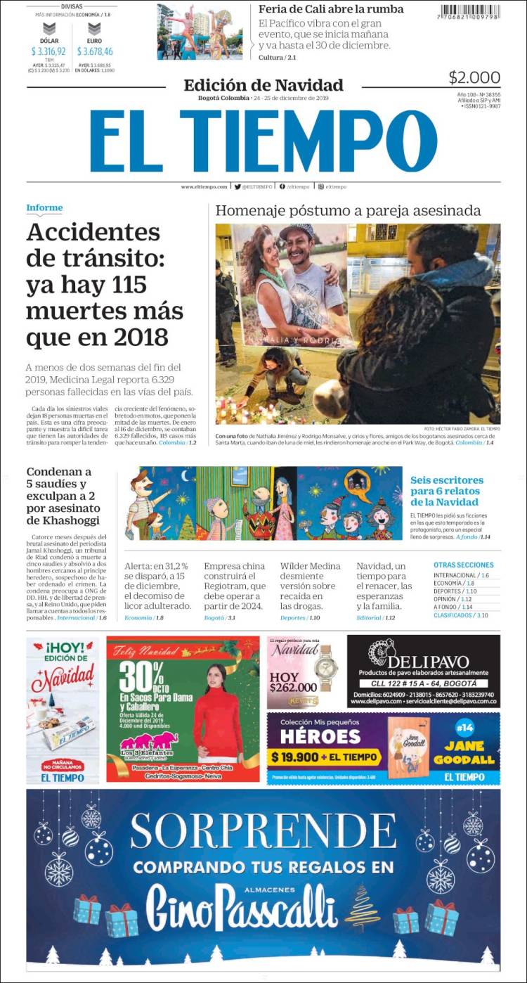 Portada de El Tiempo (Colombia)