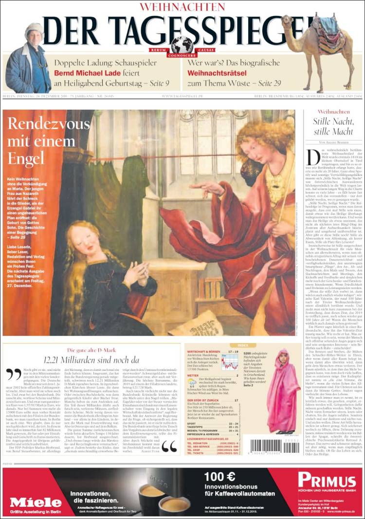 Portada de Der Tagesspiegel (Alemania)