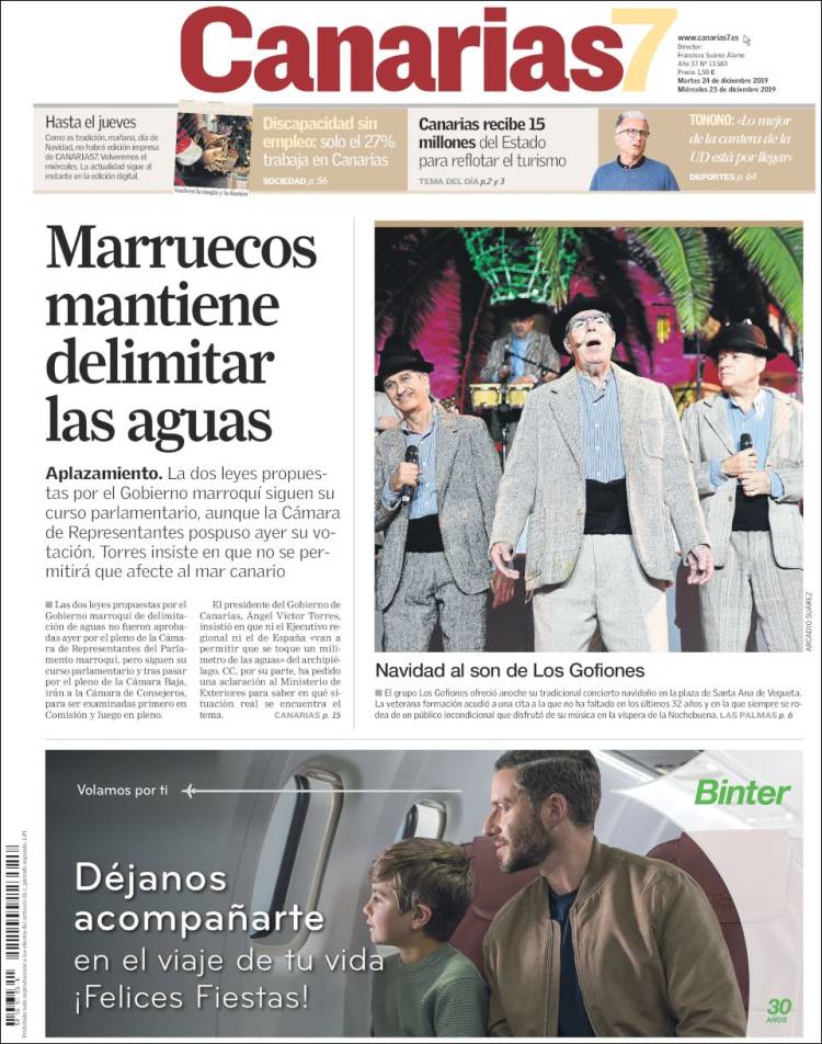 Portada de Canarias 7 (Espa&ntilde;a)