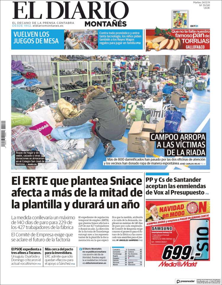 Portada de El Diario Montañés (Espa&ntilde;a)