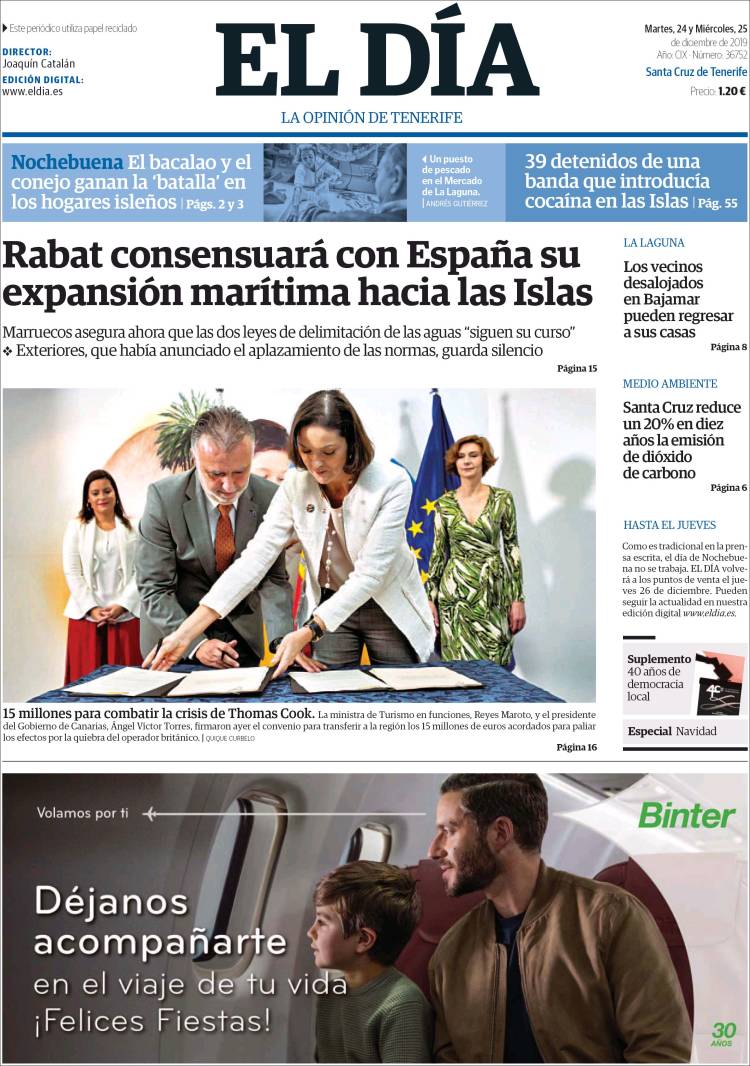 Portada de El Día (Espa&ntilde;a)